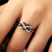 Black & White Italian Crystal Pav'e Rope Forever Love Ring