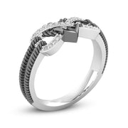 Black & White Italian Crystal Pav'e Rope Forever Love Ring