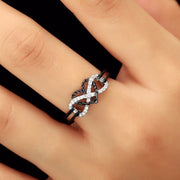 Black & White Italian Crystal Pav'e Rope Forever Love Ring