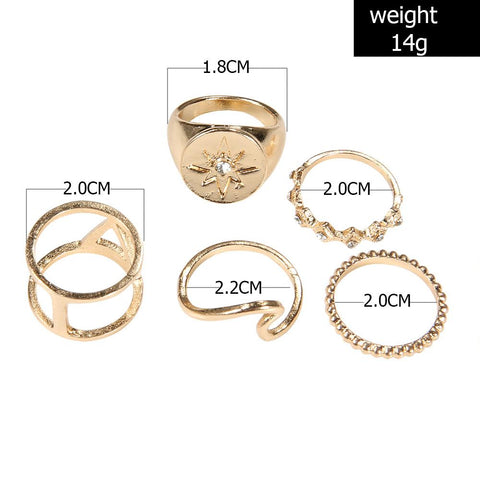 White  Elements Tropical Wave 5 Piece Ring Set in 14K Gold Plating