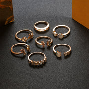 11-Piece Minimalist Bohemian Pav'e Ring Set in 18K Gold Plating