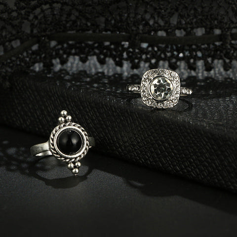 Black & White 11 Piece Bohemian Ring Set