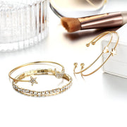 4 Piece Celestial Bangle Set With  Crystals 18K Gold Plated Bracelet ITALY Design