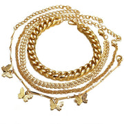 4 Piece Chain and Butterfly Bracelet Set 18K Gold Plated Bracelet ITALY Design