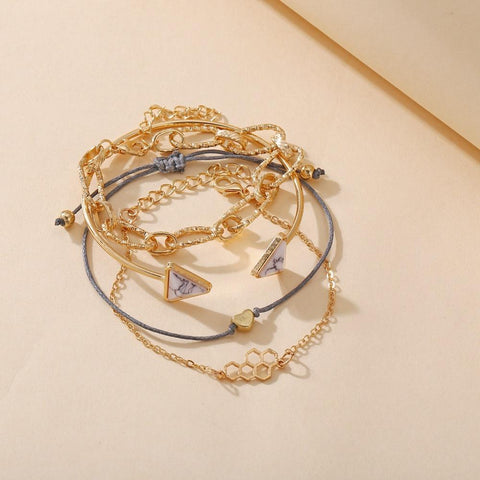 4 Piece Chain Bracelet Set 18K Gold Plated Bracelet ITALY Design