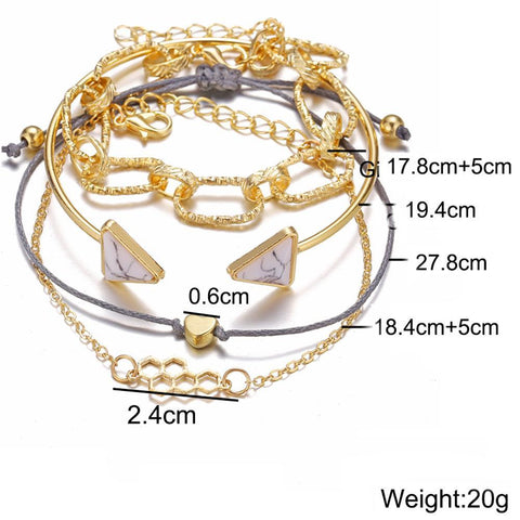 4 Piece Chain Bracelet Set 18K Gold Plated Bracelet ITALY Design
