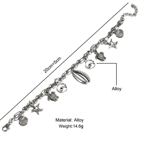 Charm Bracelet of the Sea 18K White Gold Plated Bracelet ITALY Design