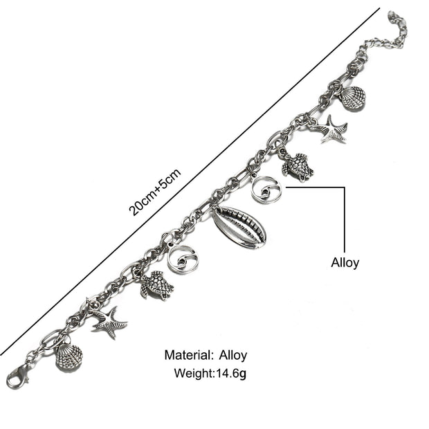 Charm Bracelet of the Sea 18K White Gold Plated Bracelet ITALY Design