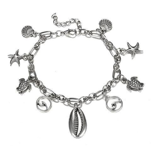 Charm Bracelet of the Sea 18K White Gold Plated Bracelet ITALY Design