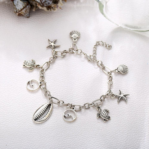 Charm Bracelet of the Sea 18K White Gold Plated Bracelet ITALY Design
