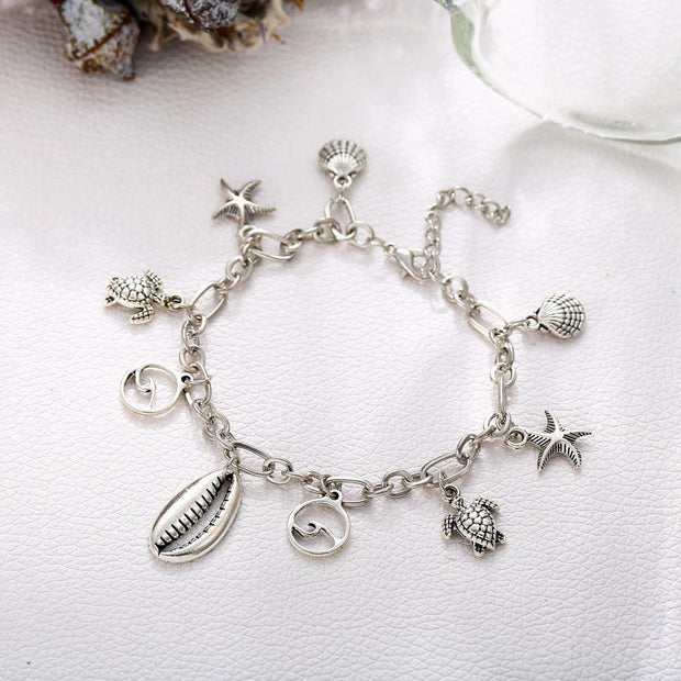 Charm Bracelet of the Sea 18K White Gold Plated Bracelet ITALY Design
