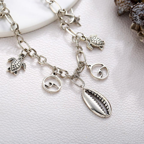 Charm Bracelet of the Sea 18K White Gold Plated Bracelet ITALY Design