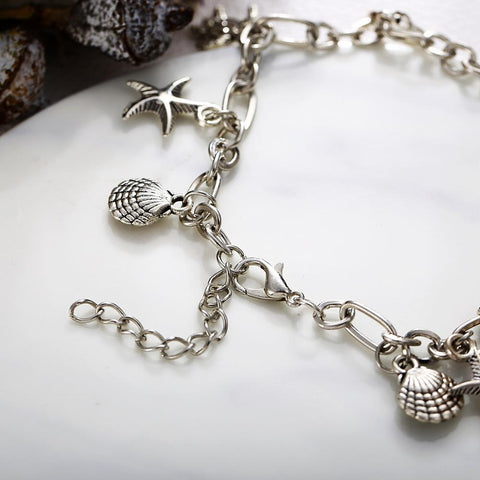 Charm Bracelet of the Sea 18K White Gold Plated Bracelet ITALY Design