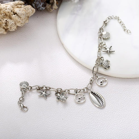 Charm Bracelet of the Sea 18K White Gold Plated Bracelet ITALY Design