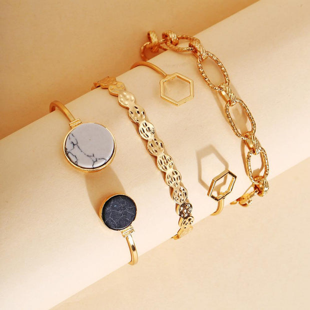 4 Piece Medallion Bracelet Set 18K Gold Plated Bracelet ITALY Design
