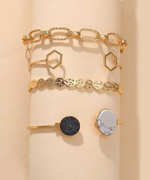 4 Piece Medallion Bracelet Set 18K Gold Plated Bracelet ITALY Design