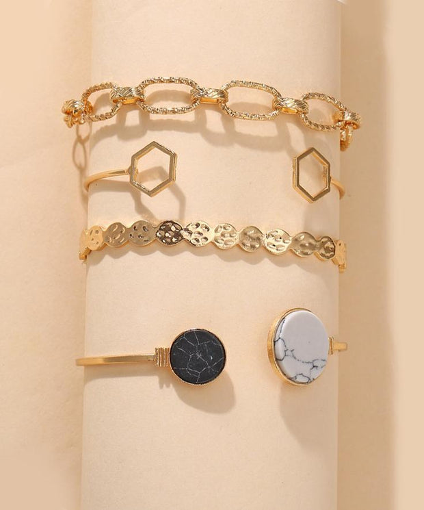 4 Piece Medallion Bracelet Set 18K Gold Plated Bracelet ITALY Design