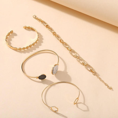 4 Piece Medallion Bracelet Set 18K Gold Plated Bracelet ITALY Design