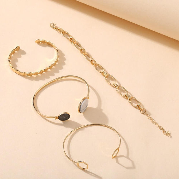 4 Piece Medallion Bracelet Set 18K Gold Plated Bracelet ITALY Design