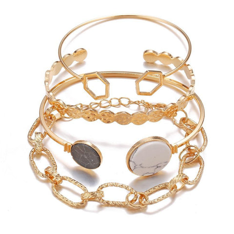 4 Piece Medallion Bracelet Set 18K Gold Plated Bracelet ITALY Design