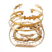 7 Piece Geometric Bangle Set With Austrian Crystals 18K Gold Plated Bracelet ITALY Design