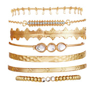 7 Piece Geometric Bangle Set With Austrian Crystals 18K Gold Plated Bracelet ITALY Design