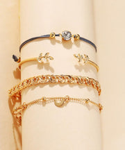 4 Piece Roman Bracelet Set With  Crystals 18K Gold Plated Bracelet ITALY Design