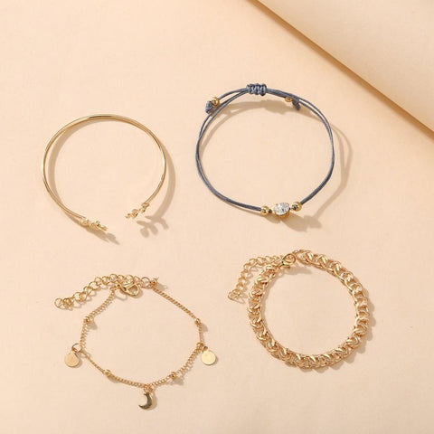 4 Piece Roman Bracelet Set With  Crystals 18K Gold Plated Bracelet ITALY Design