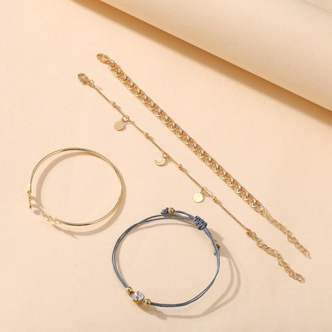 4 Piece Roman Bracelet Set With  Crystals 18K Gold Plated Bracelet ITALY Design