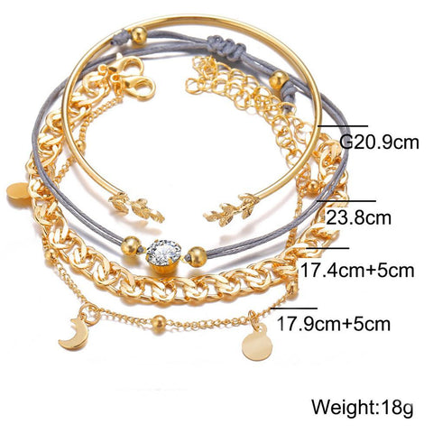 4 Piece Roman Bracelet Set With  Crystals 18K Gold Plated Bracelet ITALY Design
