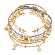 4 Piece Roman Bracelet Set With  Crystals 18K Gold Plated Bracelet ITALY Design