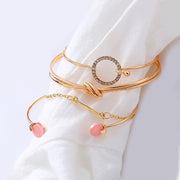 4 Piece Pink Bracelet Set With  Crystals 18K Gold Plated Bracelet ITALY Design