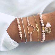 5 Piece Infinity Bracelet Set 18K Gold Plated Bracelet ITALY Design