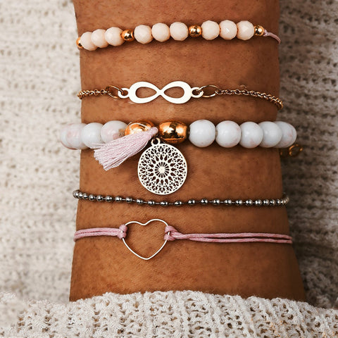 5 Piece Infinity Bracelet Set 18K Gold Plated Bracelet ITALY Design