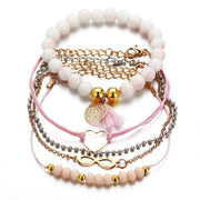 5 Piece Infinity Bracelet Set 18K Gold Plated Bracelet ITALY Design