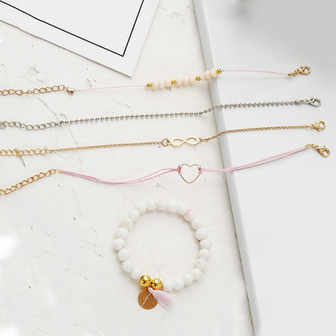 5 Piece Infinity Bracelet Set 18K Gold Plated Bracelet ITALY Design
