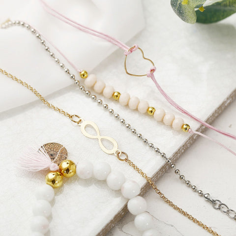 5 Piece Infinity Bracelet Set 18K Gold Plated Bracelet ITALY Design