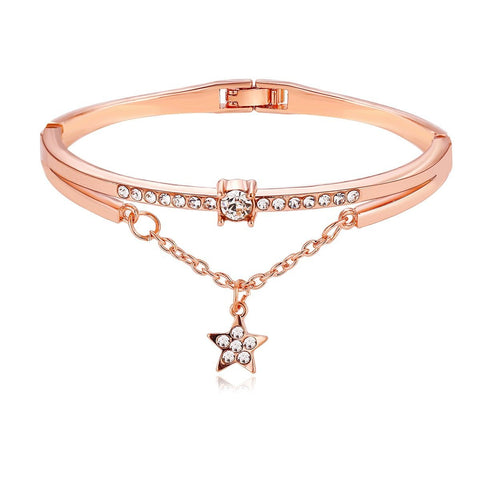 Star Drop With Austrian Crystals 18K Rose Gold Plated Bracelet ITALY Design
