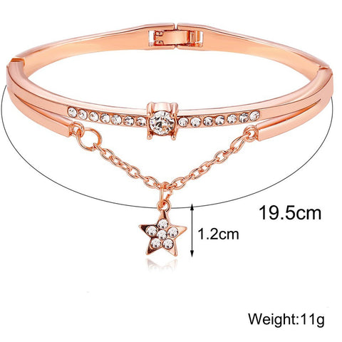 Star Drop With Austrian Crystals 18K Rose Gold Plated Bracelet ITALY Design