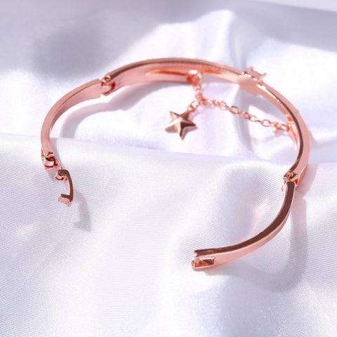 Star Drop With Austrian Crystals 18K Rose Gold Plated Bracelet ITALY Design