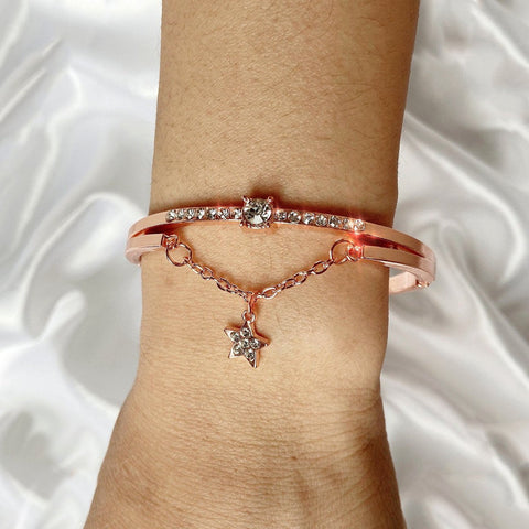 Star Drop With Austrian Crystals 18K Rose Gold Plated Bracelet ITALY Design