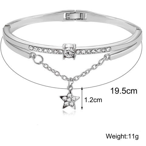 Star Drop With Austrian Crystals 18K White Gold Plated Bracelet ITALY Design