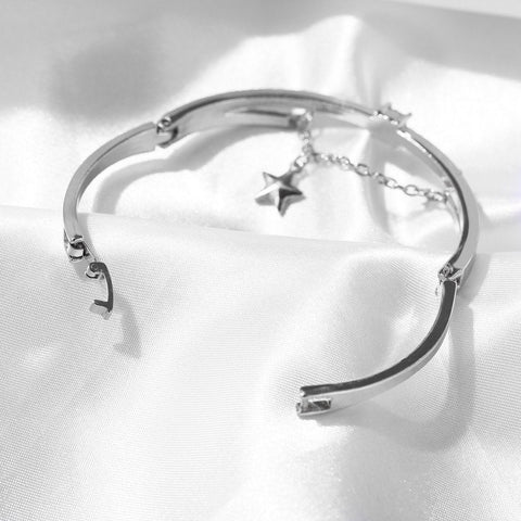 Star Drop With Austrian Crystals 18K White Gold Plated Bracelet ITALY Design