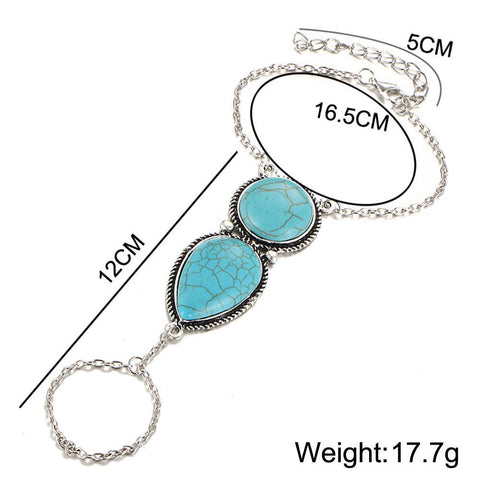 Turquoise Hand Bracelet 18K Gold Plated Bracelet ITALY Design