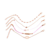 5 Piece Pink Pearl Bracelet Set 18K Gold Plated Bracelet ITALY Design
