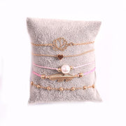 5 Piece Pink Pearl Bracelet Set 18K Gold Plated Bracelet ITALY Design