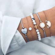 5 Piece Blue Turtle Bracelet Set With ® Crystals 18K White Gold Plated Bracelet in 18K White Gold Plated