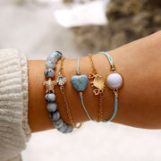 5 Piece Blue Turtle Bracelet Set With ® Crystals 18K White Gold Plated Bracelet in 18K White Gold Plated