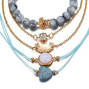 5 Piece Blue Turtle Bracelet Set With ® Crystals 18K White Gold Plated Bracelet in 18K White Gold Plated