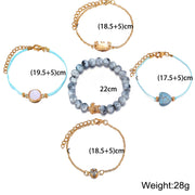 5 Piece Blue Turtle Bracelet Set With ® Crystals 18K White Gold Plated Bracelet in 18K White Gold Plated